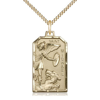 14kt Gold Filled Saint Michael the Archangel Medal Catholic Jewelry Engraved Catholic Saint Jewelry