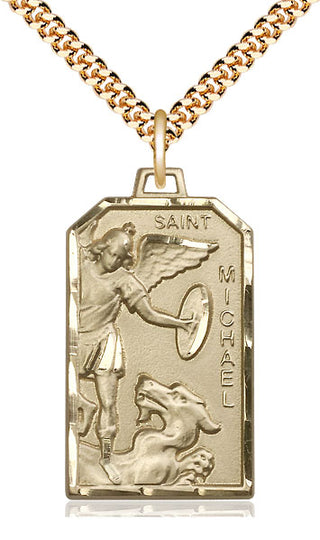 14kt Gold Filled Saint Michael the Archangel Medal Catholic Jewelry Engraved Catholic Saint Jewelry