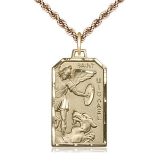 14kt Gold Filled Saint Michael the Archangel Medal Catholic Jewelry Engraved Catholic Saint Jewelry