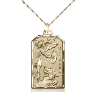 14kt Gold Saint Michael the Archangel Medal Engraved Catholic Saint Jewelry