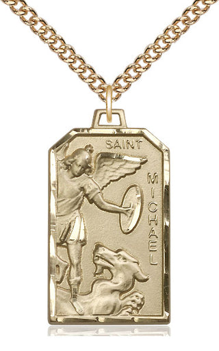14kt Gold Saint Michael the Archangel Medal Engraved Catholic Saint Jewelry