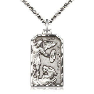 Sterling Silver Saint Michael the Archangel Medal Catholic Jewelry Engraved Catholic Saint Jewelry