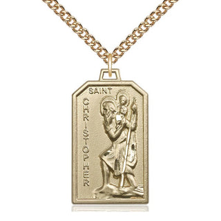 14kt Gold Filled Saint Christopher Medal Catholic Jewelry Engraved Catholic Saint Jewelry
