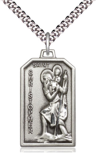 Pewter Saint Christopher Medal Catholic Jewelry Engraved Catholic Saint Jewelry