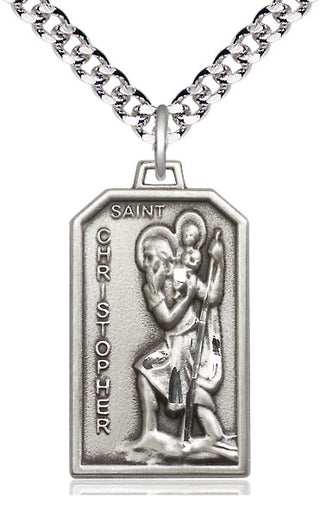 Pewter Saint Christopher Medal Catholic Jewelry Engraved Catholic Saint Jewelry