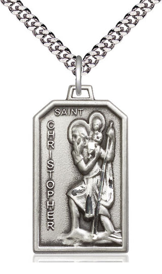 Pewter Saint Christopher Medal Catholic Jewelry Engraved Catholic Saint Jewelry