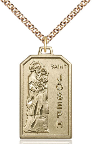 14kt Gold Filled Saint Jospeh Medal Catholic Jewelry Engraved Catholic Saint Jewelry