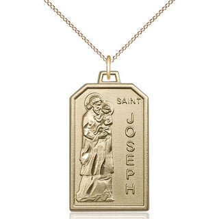 14kt Gold Saint Jospeh Medal Engraved Catholic Saint Jewelry