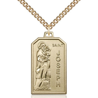 14kt Gold Saint Jospeh Medal Engraved Catholic Saint Jewelry