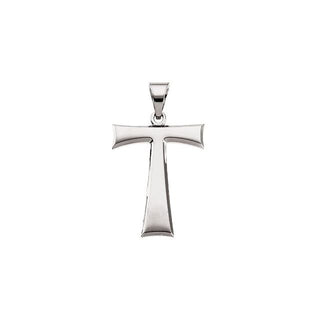14K White Tau Cross Pendant with Packaging