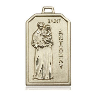 14kt Gold Saint Anthony Medal Engraved Catholic Saint Jewelry