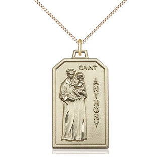 14kt Gold Saint Anthony Medal Engraved Catholic Saint Jewelry