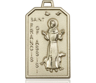 14kt Gold Filled Saint Francis Medal Engraved Catholic Saint Jewelry