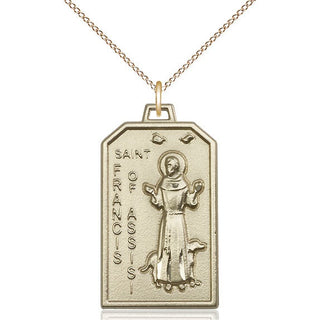 14kt Gold Filled Saint Francis Medal Catholic Jewelry Engraved Catholic Saint Jewelry