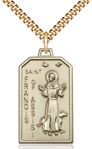 14kt Gold Filled Saint Francis Medal Catholic Jewelry Engraved Catholic Saint Jewelry