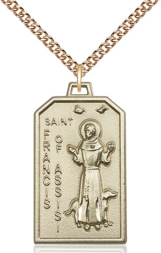 14kt Gold Filled Saint Francis Medal Catholic Jewelry Engraved Catholic Saint Jewelry