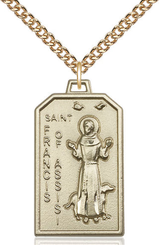 14kt Gold Filled Saint Francis Medal Catholic Jewelry Engraved Catholic Saint Jewelry