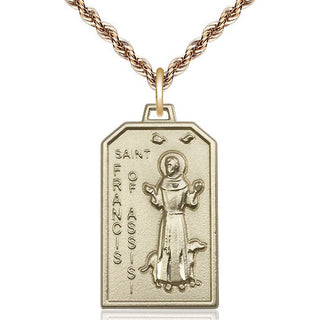 14kt Gold Saint Francis Medal Engraved Catholic Saint Jewelry