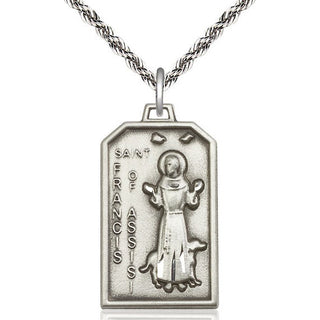 Sterling Silver Saint Francis Medal Catholic Jewelry Engraved Catholic Saint Jewelry