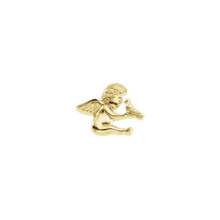 14K Yellow Cherub Angel & Dove Lapel Pin