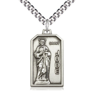 Sterling Silver Saint Jude Medal Catholic Jewelry Engraved Catholic Saint Jewelry