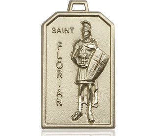 14kt Gold Saint Florian Medal Engraved Catholic Saint Jewelry