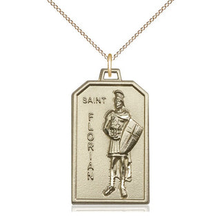 14kt Gold Saint Florian Medal Engraved Catholic Saint Jewelry