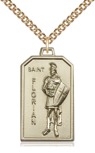 14kt Gold Saint Florian Medal Engraved Catholic Saint Jewelry