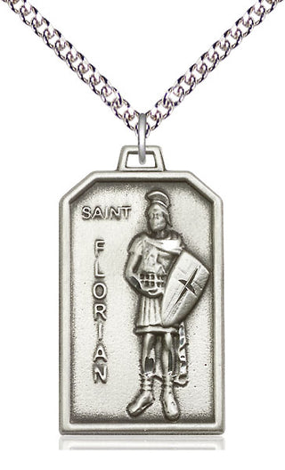 Sterling Silver Saint Florian Medal Catholic Jewelry Engraved Catholic Saint Jewelry
