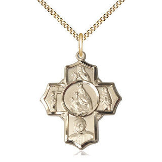 14kt Gold Filled Carmelite 5-Way Medal Catholic Jewelry
