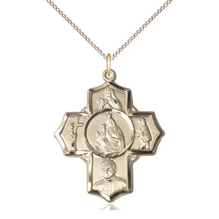 14kt Gold Filled Carmelite 5-Way Medal Catholic Jewelry
