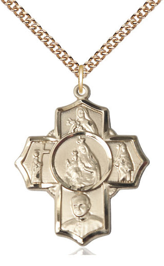 14kt Gold Filled Carmelite 5-Way Medal Catholic Jewelry
