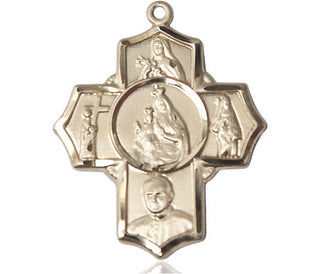 14kt Gold Carmelite 5-Way Medal