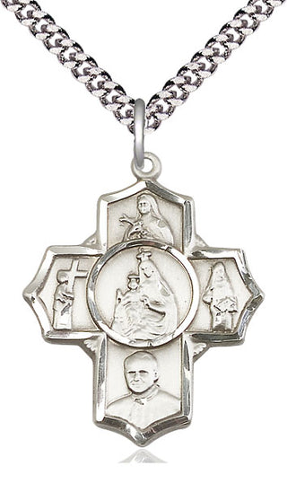 Sterling Silver Carmelite 5-Way Medal Catholic Jewelry