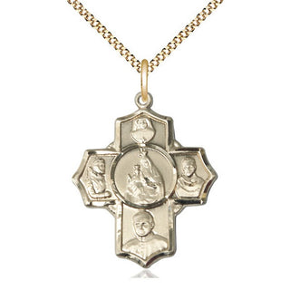 14kt Gold Filled Polish 5-Way Medal Catholic Jewelry