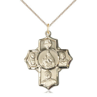 14kt Gold Filled Polish 5-Way Medal Catholic Jewelry