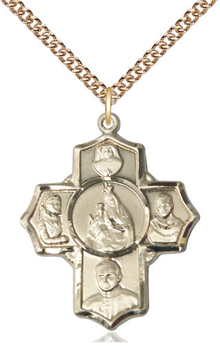 14kt Gold Filled Polish 5-Way Medal Catholic Jewelry