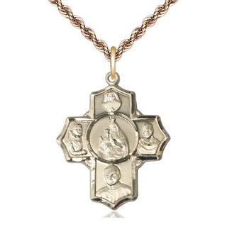 14kt Gold Filled Polish 5-Way Medal Catholic Jewelry