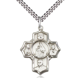 Sterling Silver Polish 5-Way Medal Catholic Jewelry