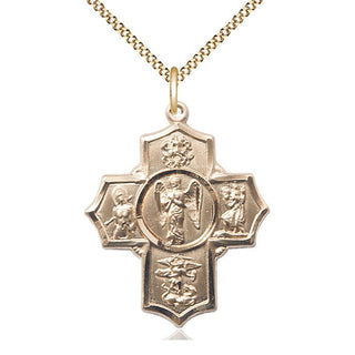 14kt Gold Filled Warrior 5-Way Medal Catholic Jewelry