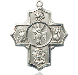 Sterling Silver Warrior 5-Way Medal Catholic Jewelry