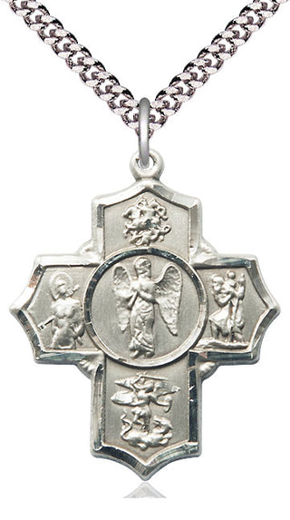 Sterling Silver Warrior 5-Way Medal Catholic Jewelry