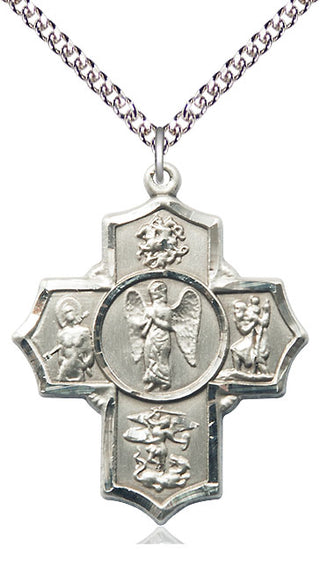 Sterling Silver Warrior 5-Way Medal Catholic Jewelry