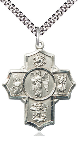 Sterling Silver Warrior 5-Way Medal Catholic Jewelry
