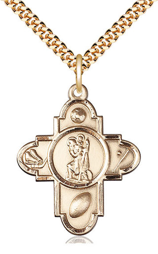 14kt Gold Filled Saint Christopher 5-Way Medal Catholic Jewelry