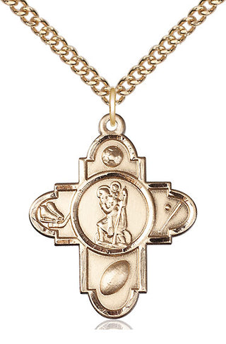 14kt Gold Filled Saint Christopher 5-Way Medal Catholic Jewelry