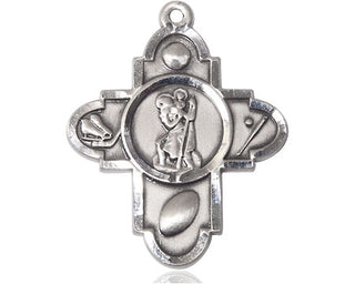 Sterling Silver Saint Christopher 5-Way Medal Catholic Jewelry