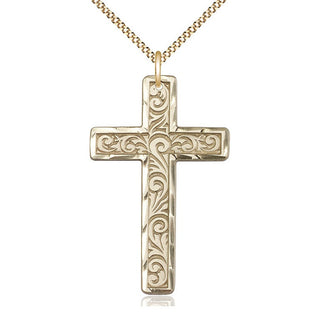 14kt Gold Filled Knurled Cross Medal Catholic Jewelry