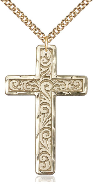 14kt Gold Filled Knurled Cross Medal Catholic Jewelry