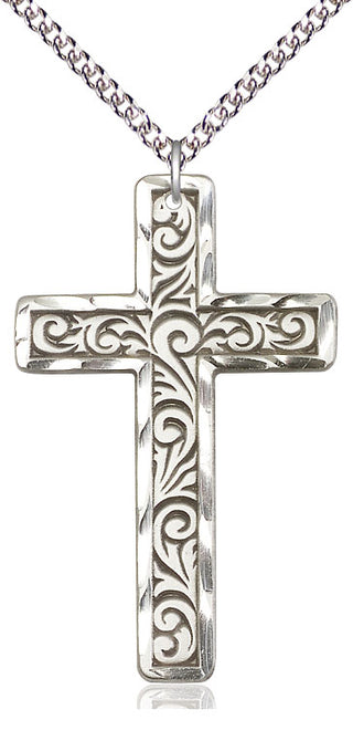 Sterling Silver Knurled Cross Medal Catholic Jewelry
